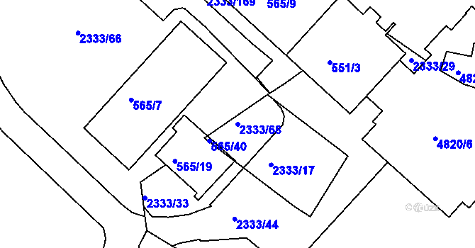 Parcela st. 2333/68 v KÚ Příbram, Katastrální mapa