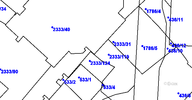 Parcela st. 2333/76 v KÚ Příbram, Katastrální mapa
