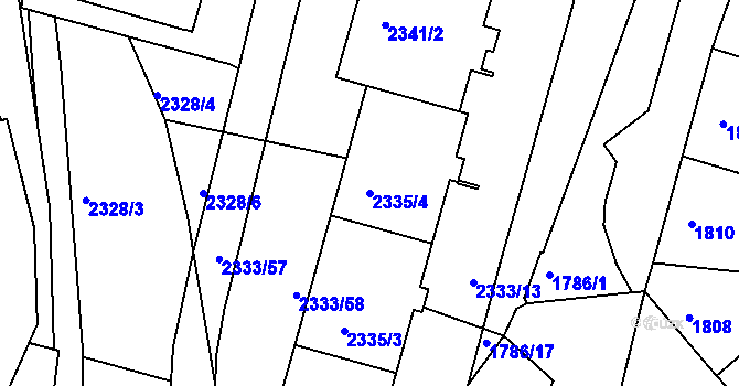 Parcela st. 2335/4 v KÚ Příbram, Katastrální mapa
