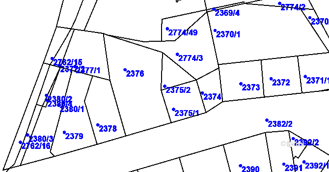 Parcela st. 2375/2 v KÚ Příbram, Katastrální mapa