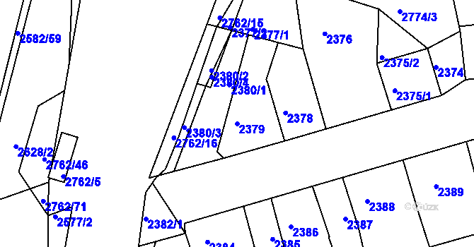 Parcela st. 2379 v KÚ Příbram, Katastrální mapa