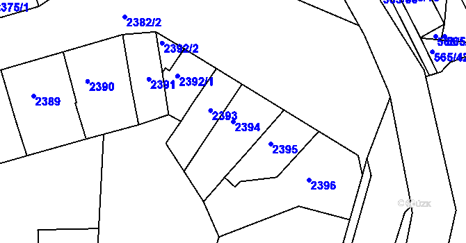 Parcela st. 2394 v KÚ Příbram, Katastrální mapa