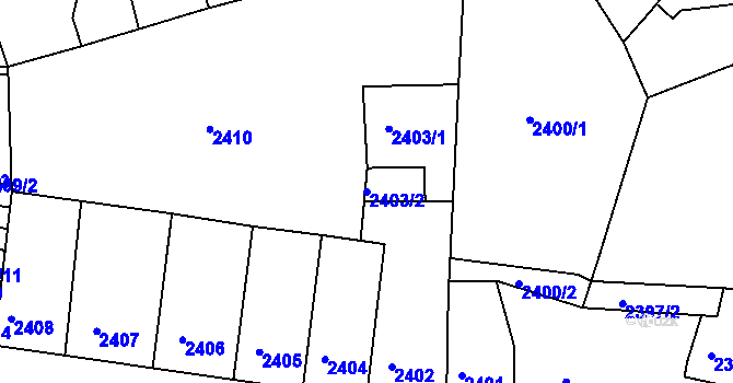 Parcela st. 2403/2 v KÚ Příbram, Katastrální mapa