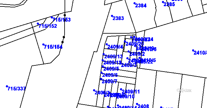 Parcela st. 2409/13 v KÚ Příbram, Katastrální mapa