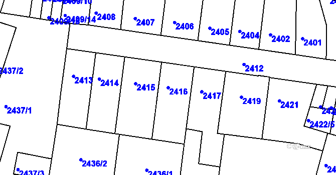 Parcela st. 2416 v KÚ Příbram, Katastrální mapa