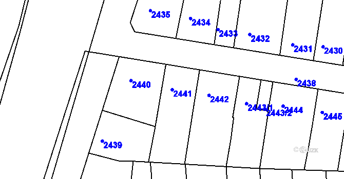 Parcela st. 2441 v KÚ Příbram, Katastrální mapa