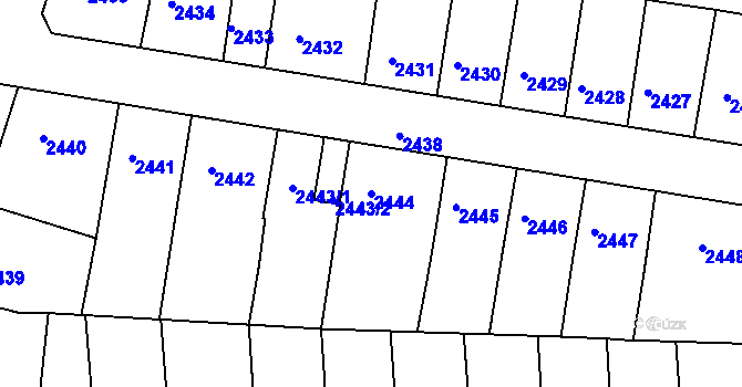 Parcela st. 2444 v KÚ Příbram, Katastrální mapa