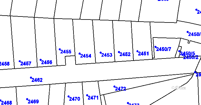 Parcela st. 2453 v KÚ Příbram, Katastrální mapa