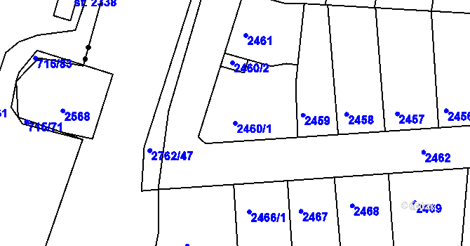 Parcela st. 2460/1 v KÚ Příbram, Katastrální mapa