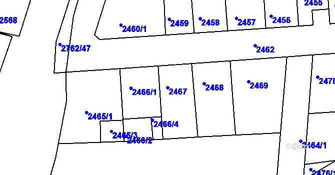 Parcela st. 2467 v KÚ Příbram, Katastrální mapa