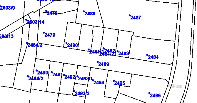 Parcela st. 2481/2 v KÚ Příbram, Katastrální mapa