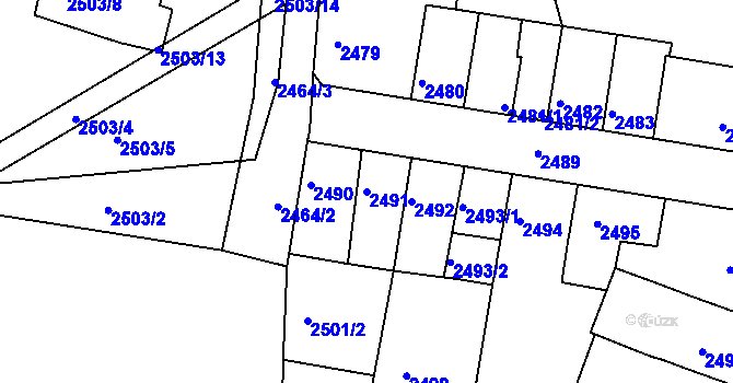 Parcela st. 2491 v KÚ Příbram, Katastrální mapa
