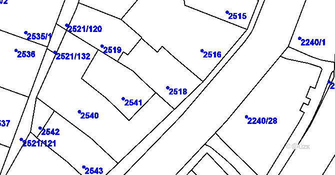Parcela st. 2518 v KÚ Příbram, Katastrální mapa