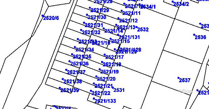 Parcela st. 2521/17 v KÚ Příbram, Katastrální mapa