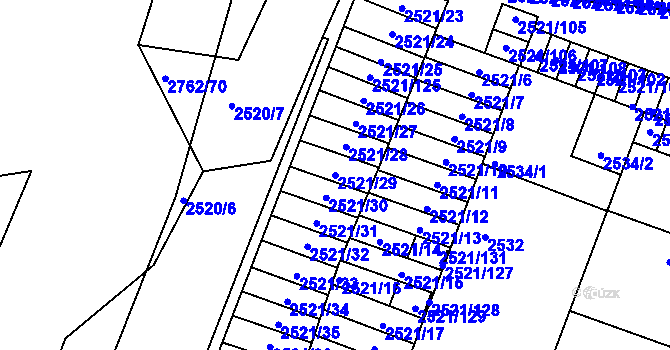 Parcela st. 2521/29 v KÚ Příbram, Katastrální mapa