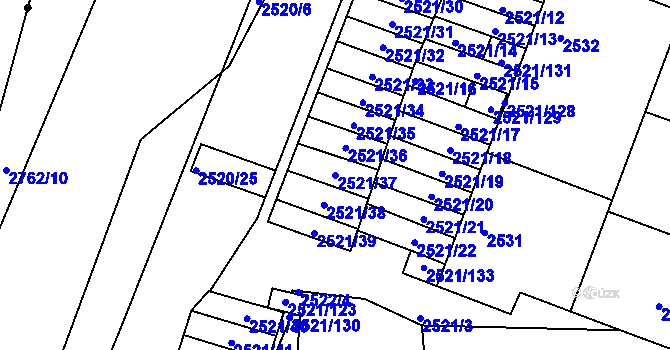 Parcela st. 2521/37 v KÚ Příbram, Katastrální mapa