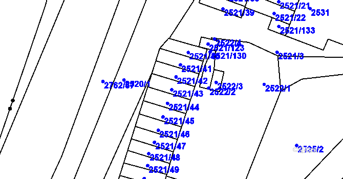 Parcela st. 2521/43 v KÚ Příbram, Katastrální mapa