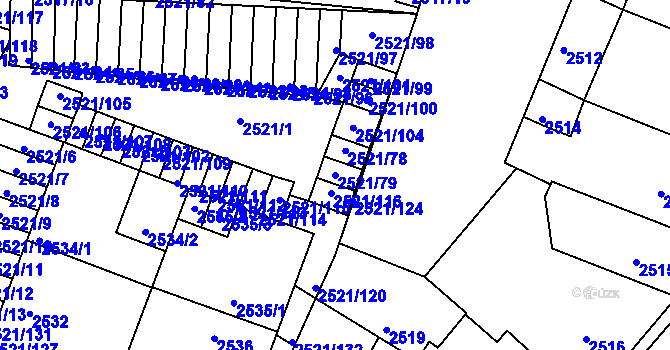 Parcela st. 2521/79 v KÚ Příbram, Katastrální mapa