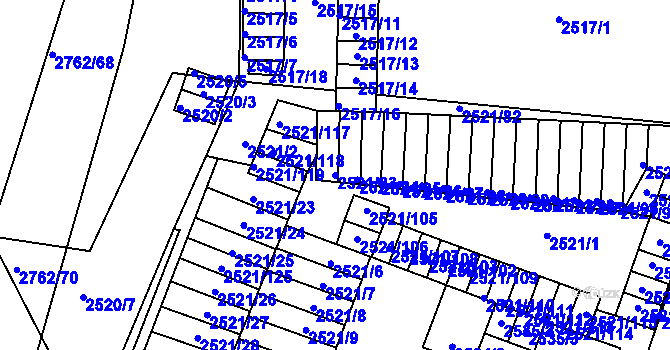 Parcela st. 2521/83 v KÚ Příbram, Katastrální mapa