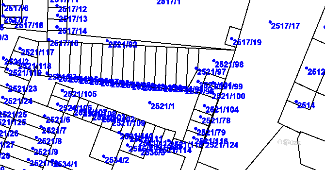 Parcela st. 2521/94 v KÚ Příbram, Katastrální mapa