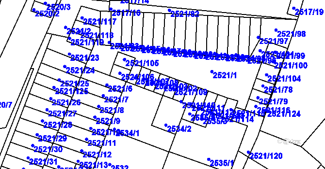 Parcela st. 2521/102 v KÚ Příbram, Katastrální mapa