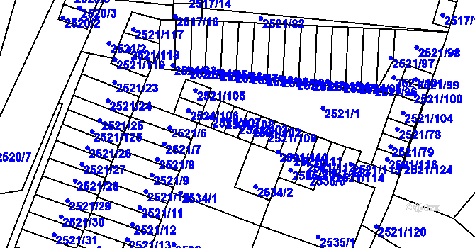 Parcela st. 2521/103 v KÚ Příbram, Katastrální mapa