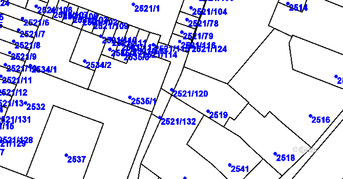 Parcela st. 2521/120 v KÚ Příbram, Katastrální mapa