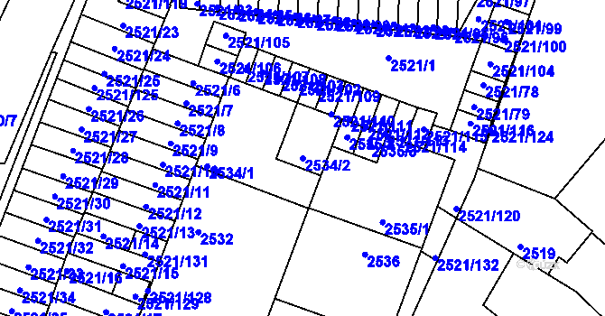 Parcela st. 2534/2 v KÚ Příbram, Katastrální mapa