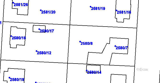 Parcela st. 2580/8 v KÚ Příbram, Katastrální mapa