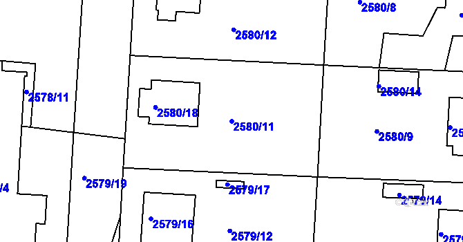 Parcela st. 2580/11 v KÚ Příbram, Katastrální mapa