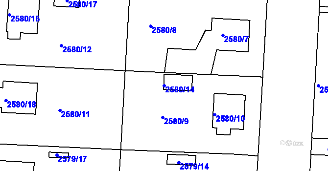 Parcela st. 2580/14 v KÚ Příbram, Katastrální mapa