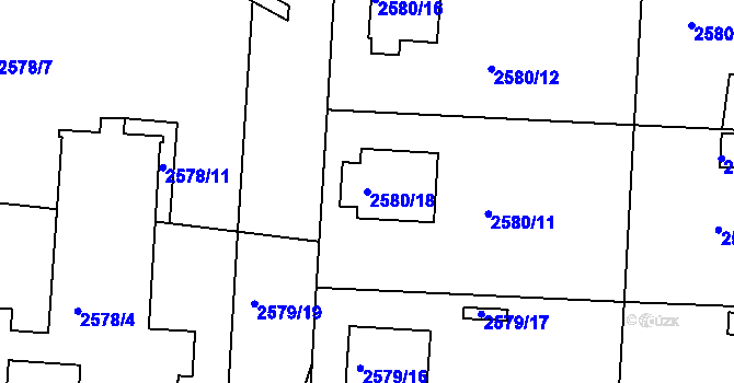 Parcela st. 2580/18 v KÚ Příbram, Katastrální mapa