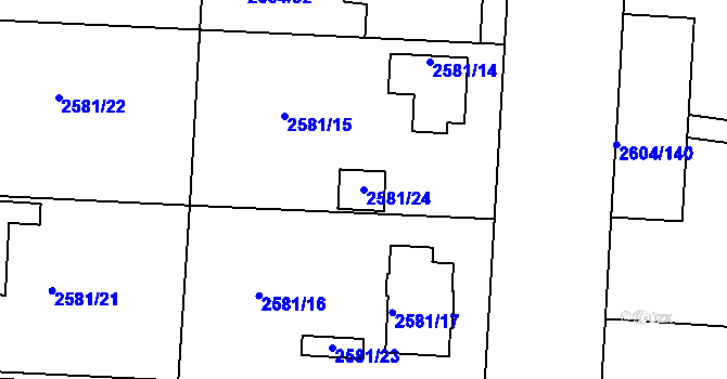 Parcela st. 2581/24 v KÚ Příbram, Katastrální mapa