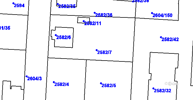 Parcela st. 2582/7 v KÚ Příbram, Katastrální mapa