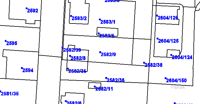 Parcela st. 2582/9 v KÚ Příbram, Katastrální mapa