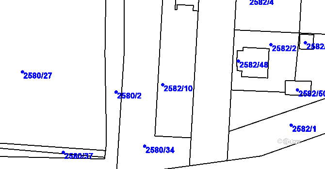 Parcela st. 2582/10 v KÚ Příbram, Katastrální mapa
