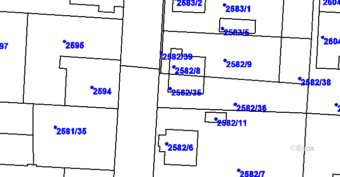 Parcela st. 2582/35 v KÚ Příbram, Katastrální mapa