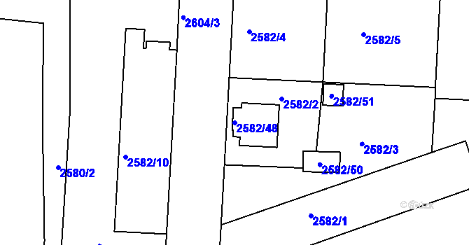 Parcela st. 2582/48 v KÚ Příbram, Katastrální mapa