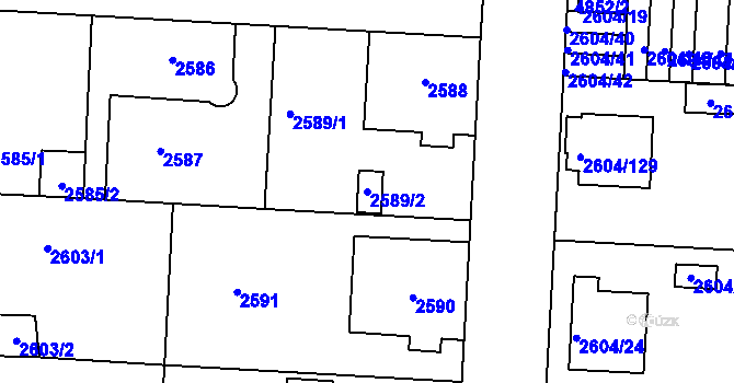 Parcela st. 2589/2 v KÚ Příbram, Katastrální mapa