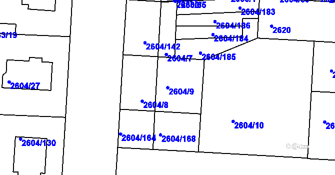 Parcela st. 2604/9 v KÚ Příbram, Katastrální mapa
