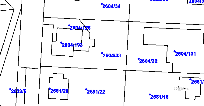 Parcela st. 2604/33 v KÚ Příbram, Katastrální mapa