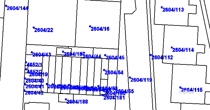 Parcela st. 2604/45 v KÚ Příbram, Katastrální mapa