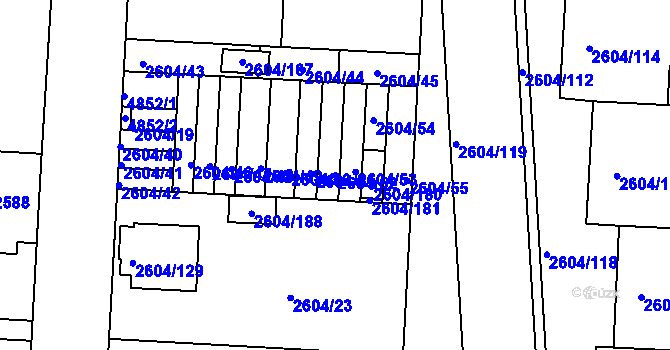 Parcela st. 2604/52 v KÚ Příbram, Katastrální mapa