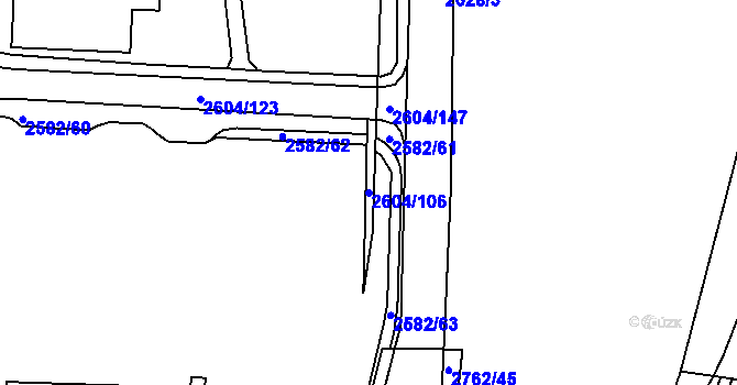 Parcela st. 2604/106 v KÚ Příbram, Katastrální mapa