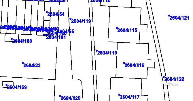 Parcela st. 2604/118 v KÚ Příbram, Katastrální mapa