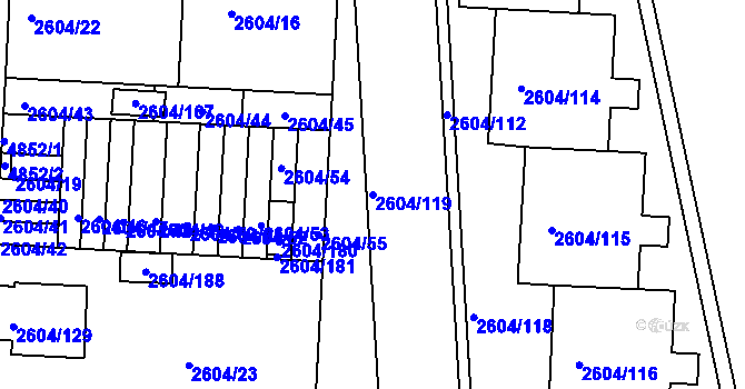 Parcela st. 2604/119 v KÚ Příbram, Katastrální mapa