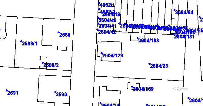 Parcela st. 2604/129 v KÚ Příbram, Katastrální mapa