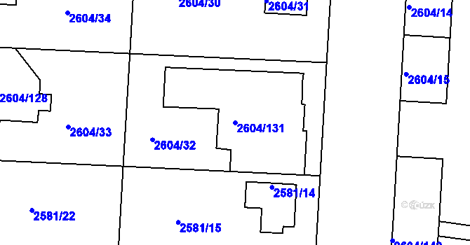 Parcela st. 2604/131 v KÚ Příbram, Katastrální mapa