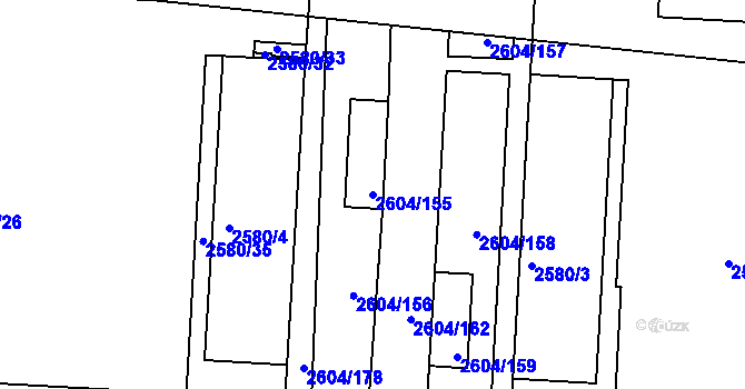 Parcela st. 2604/155 v KÚ Příbram, Katastrální mapa