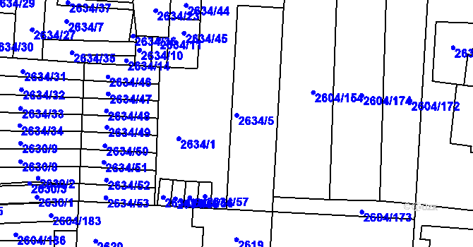 Parcela st. 2634/4 v KÚ Příbram, Katastrální mapa